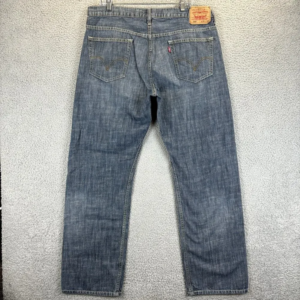 Levis 569 Mens Jeans 36x34 Loose Baggy Straight Blue Denim Cotton (meas 38x32)